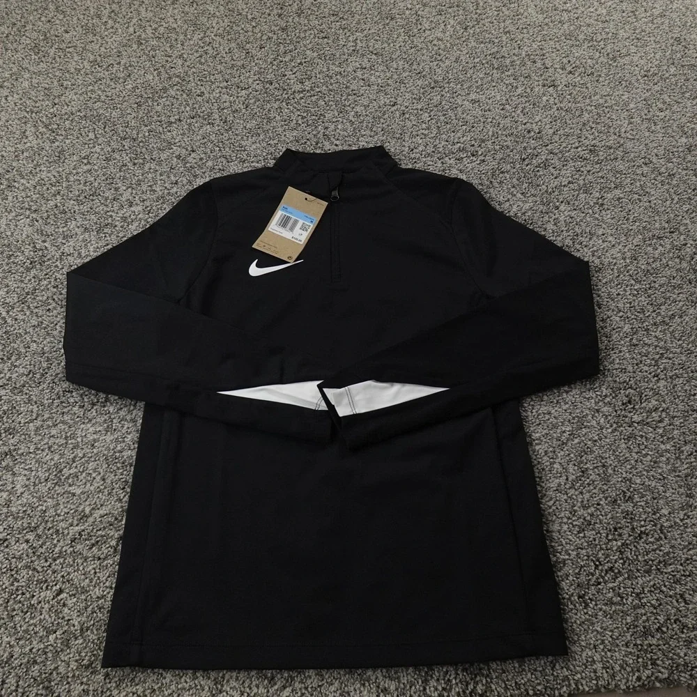 NEW Nike Pullover Kids M Black Storm FIT 1/4 Zip Soccer Football Water Resistant